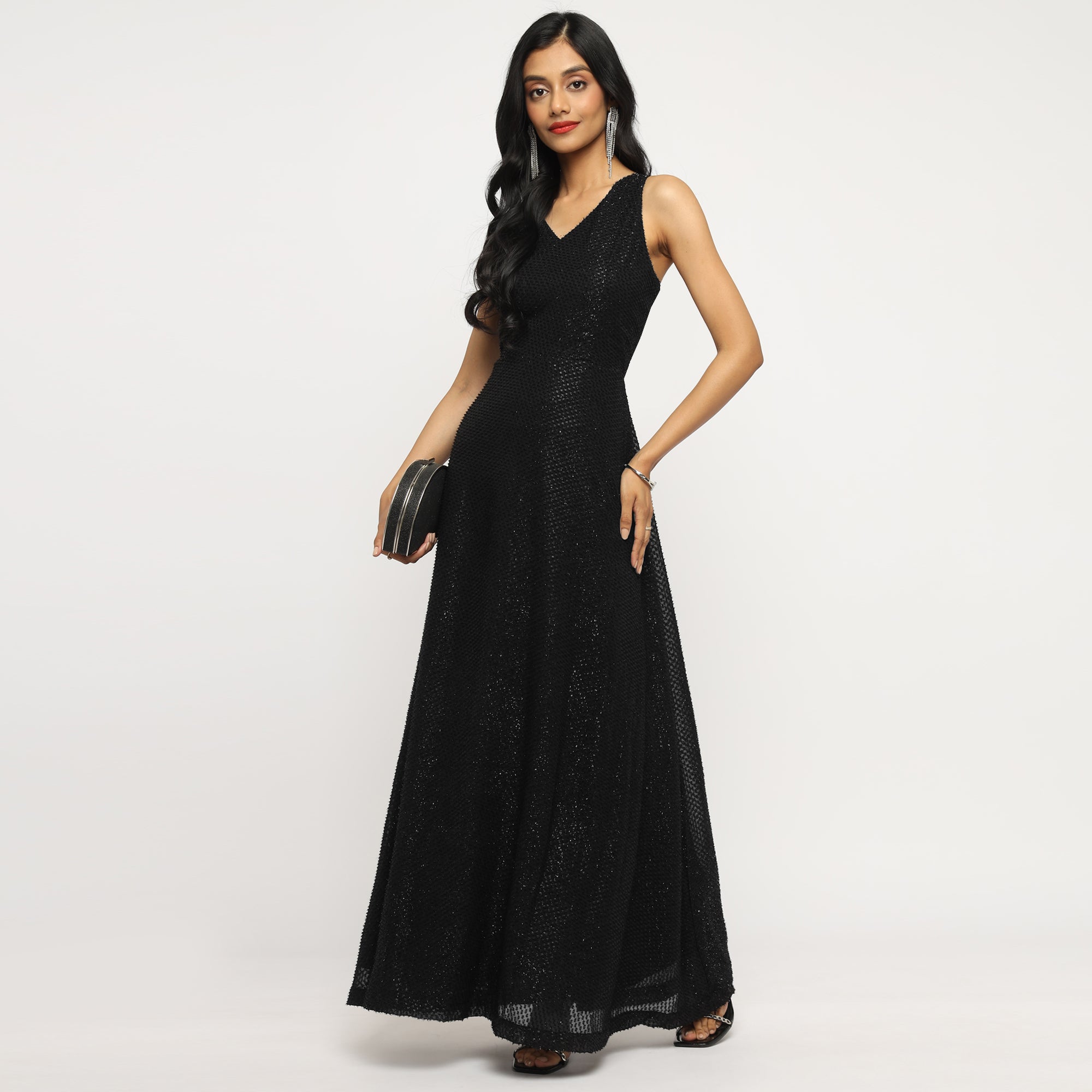 Black Sleeveless Shimmer Gown